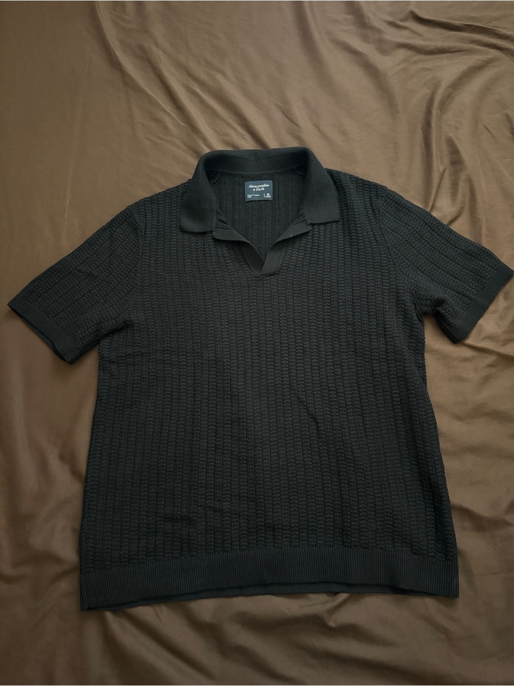 Abercrombie & Fitch Black Knit Polo Shirt